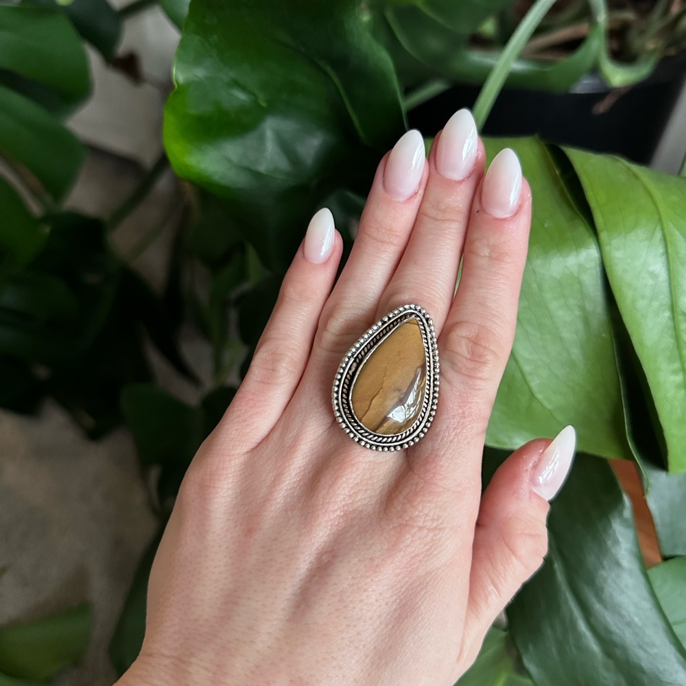 Picture Jasper Teardrop Ring -925